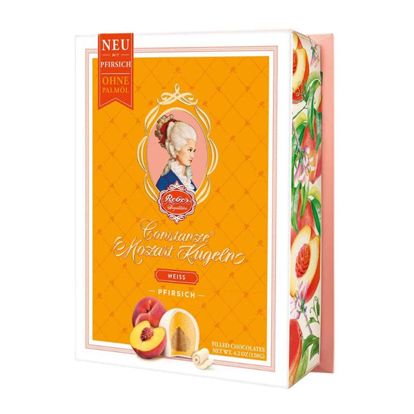 Reber Constanze Mozart Kugel White Chocolate Peach – Chocolate & More ...